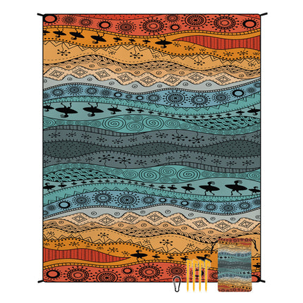 Style STD-001-12 Colorful Quick Dry Beach Mat Sand Proof Waterproof Outdoor Picnic Blanket - Compact & Lightweight.
