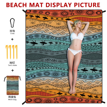 Style STD-001-12 Colorful Quick Dry Beach Mat Sand Proof Waterproof Outdoor Picnic Blanket - Compact & Lightweight.