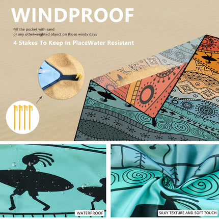 Style STD-001-12 Colorful Quick Dry Beach Mat Sand Proof Waterproof Outdoor Picnic Blanket - Compact & Lightweight.