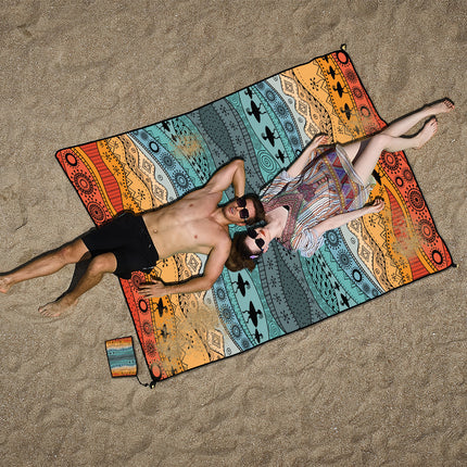 Style STD-001-12 Colorful Quick Dry Beach Mat Sand Proof Waterproof Outdoor Picnic Blanket - Compact & Lightweight.