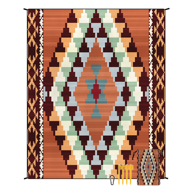Style STD-001-17 Brown Quick Dry Beach Mat Sand Proof Waterproof Outdoor Picnic Blanket - Compact & Lightweight.