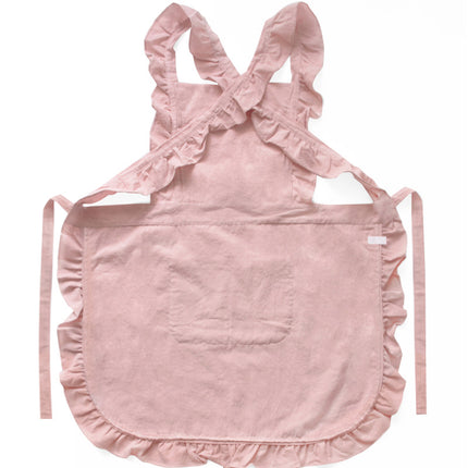Pink Ruffled Kitchen Apron with Floral Lace - Comfortable Baking & Crafting Apron.