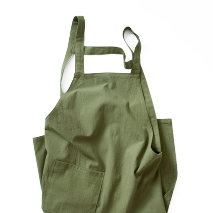 Black Cotton Linen H-Back Apron - Solid Color Kitchen Cooking Apron with Pocket.