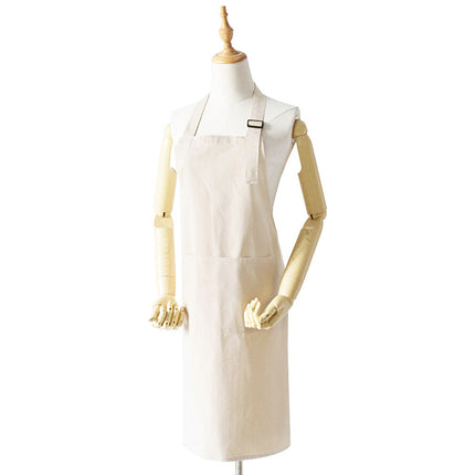 Beige Waterproof & Oil-Proof Apron - Adjustable Kitchen Apron with Pockets.