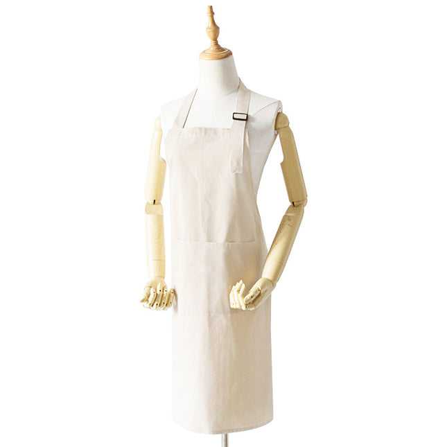 Beige Waterproof & Oil-Proof Apron - Adjustable Kitchen Apron with Pockets.