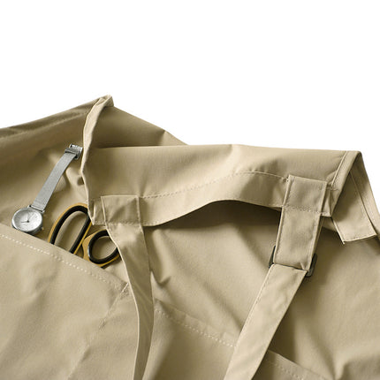 Beige Waterproof & Oil-Proof Apron - Adjustable Kitchen Apron with Pockets.