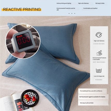 Blue Pure Cotton Flannel Pillowcase Set - Soft, Thickened, Solid Color (Pair, 48x74cm).