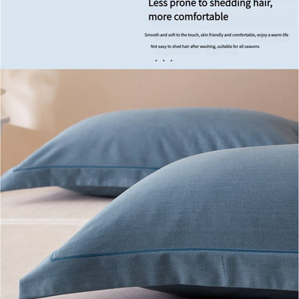 Blue Pure Cotton Flannel Pillowcase Set - Soft, Thickened, Solid Color (Pair, 48x74cm).