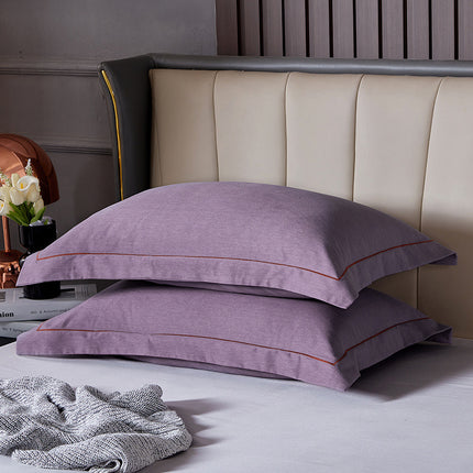 Dark Purple Pure Cotton Flannel Pillowcase Set - Soft, Thickened, Solid Color (Pair, 48x74cm).