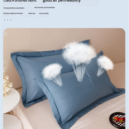 Dark Purple Pure Cotton Flannel Pillowcase Set - Soft, Thickened, Solid Color (Pair, 48x74cm).