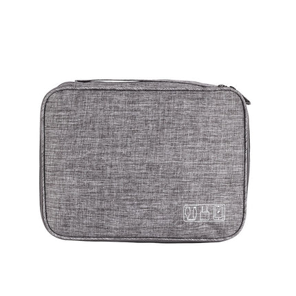Grey Durable Three-Layer Earphone & Digital Organizer - Waterproof Cosmetic & Cable Storage Pouch(Photography props not included, only the bag).