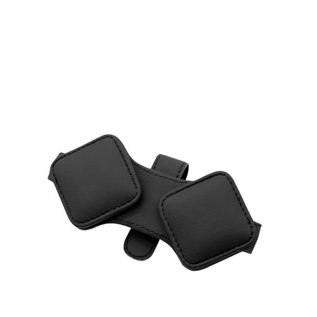 2 Pcs Black Car Sun Visor Glasses Holder Clip with Dual Magnetic Clamps - PU Leather, Anti-Slip, and Multi-Functional Storage.