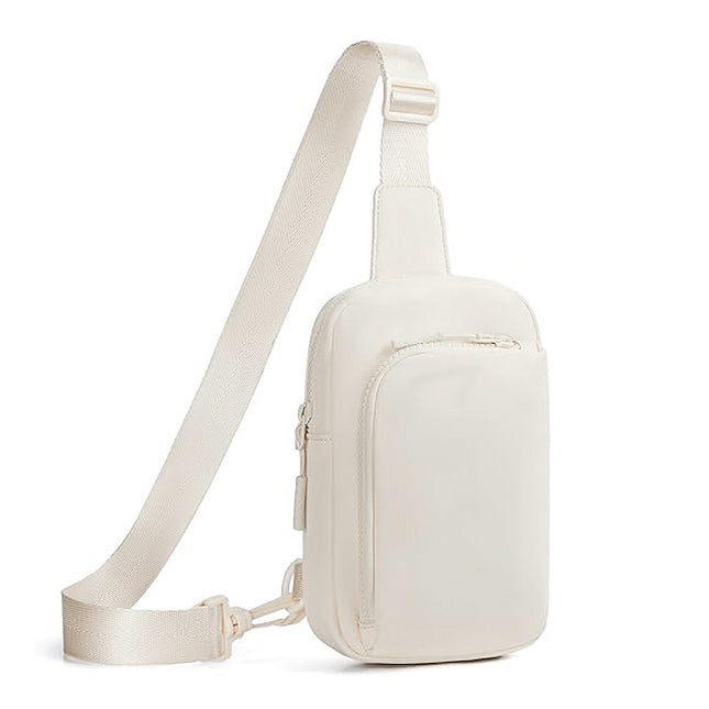 White Trendy Waterproof Sling Bag - Lightweight Crossbody Chest Pack, Adjustable Strap.