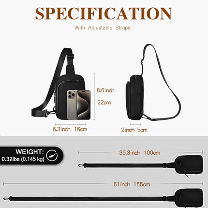 White Trendy Waterproof Sling Bag - Lightweight Crossbody Chest Pack, Adjustable Strap.