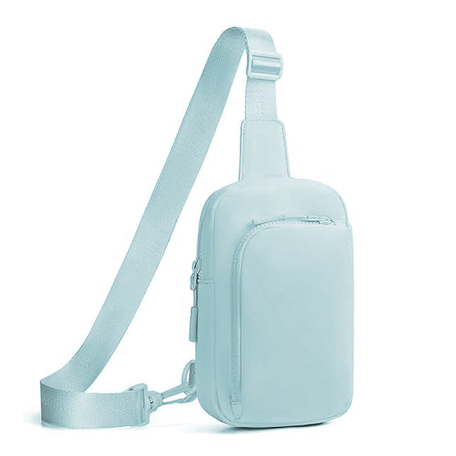 Light Blue Trendy Waterproof Sling Bag - Lightweight Crossbody Chest Pack, Adjustable Strap.
