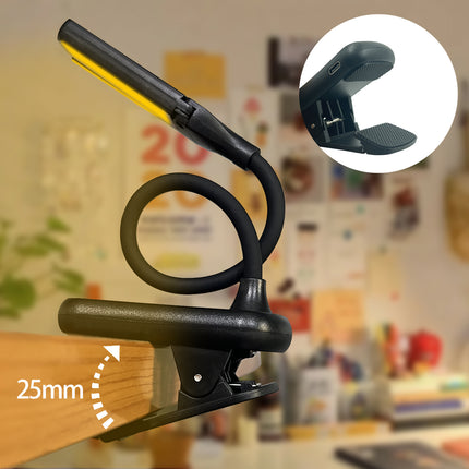 White Rechargeable Dual-Head Clip-On Book Light - Touch Control Reading Lamp with Eye Protection.
