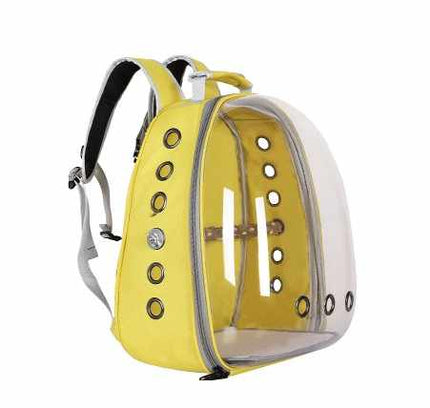 Grey Stylish Transparent PVC Pet Carrier Backpack - Large Capacity, Multi-Use for Birds & Cats(Including Wooden Stick).