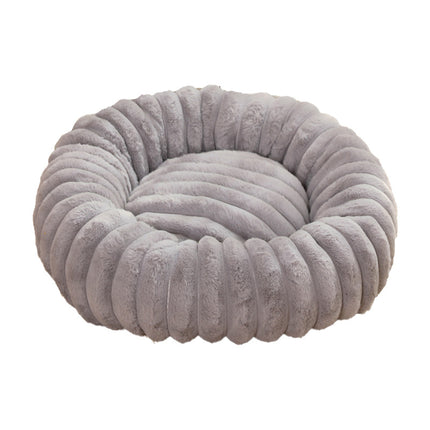 Grey Plush Pet Bed - 40cm Round Dog & Cat Mat, Cozy PP Cotton Filled, Comfortable Pet Supplies.