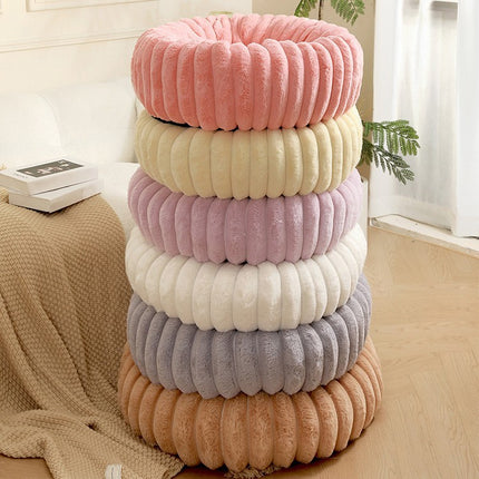 Purple Plush Pet Bed - 40cm Round Dog & Cat Mat, Cozy PP Cotton Filled, Comfortable Pet Supplies.