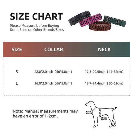 Size L Pink 1 pack Stylish PU Leather Dog Collar with Spikes - Adjustable, Durable & Comfortable for Medium to Large Breeds.