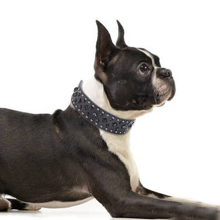 Size L Pink 1 pack Stylish PU Leather Dog Collar with Spikes - Adjustable, Durable & Comfortable for Medium to Large Breeds.