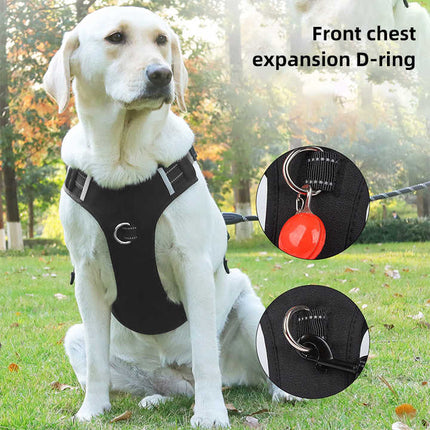 Size L Red Reflective No-Pull Dog Harness - Adjustable & Durable for Large Breeds, Anti-Escape Design.