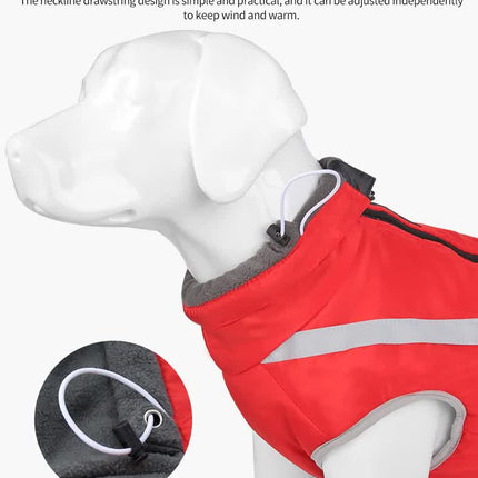 Size 5XL Pink Reflective Winter Dog Jacket - Warm & Waterproof Outdoor Coat for Large Breeds.