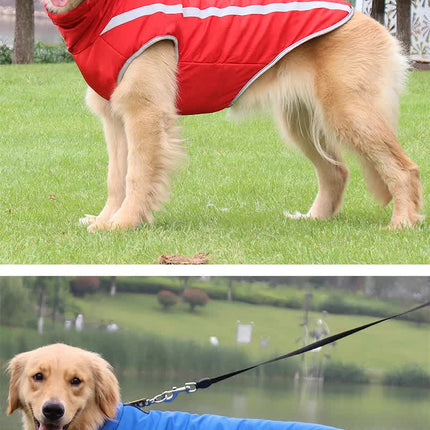 Size 5XL Pink Reflective Winter Dog Jacket - Warm & Waterproof Outdoor Coat for Large Breeds.