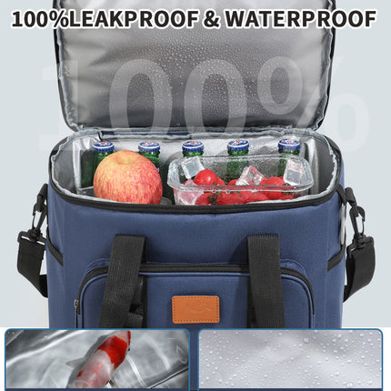 Black 23L Extra Large Insulated Cooler Bag with Double Layers - Perfect for Camping, Picnics, and Outdoor Adventures.