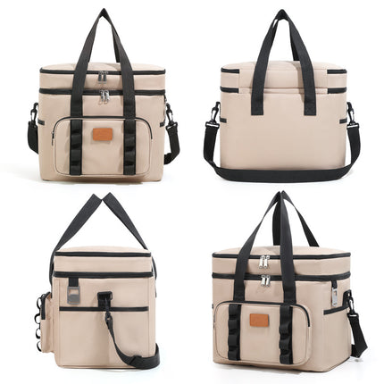 Black 23L Extra Large Insulated Cooler Bag with Double Layers - Perfect for Camping, Picnics, and Outdoor Adventures.