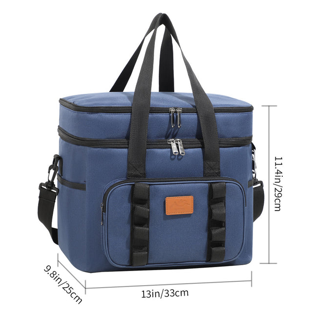 Navy Blue 23L Extra Large Insulated Cooler Bag with Double Layers - Perfect for Camping, Picnics, and Outdoor Adventures.