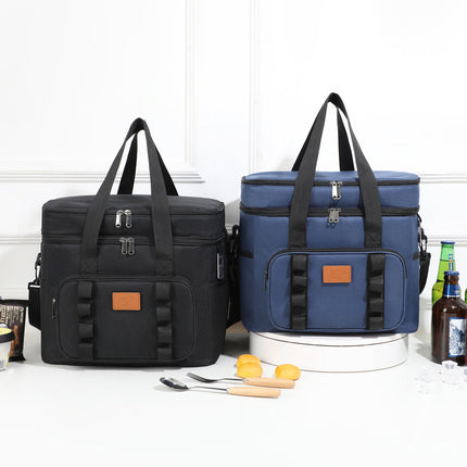 Navy Blue 23L Extra Large Insulated Cooler Bag with Double Layers - Perfect for Camping, Picnics, and Outdoor Adventures.