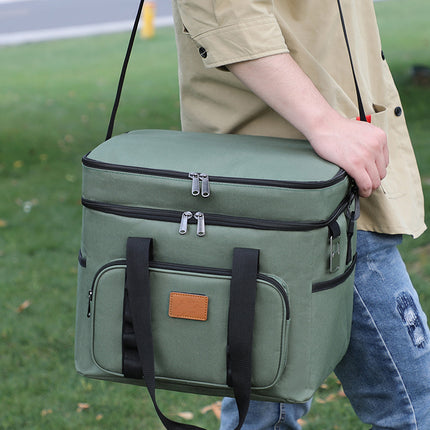 Navy Blue 23L Extra Large Insulated Cooler Bag with Double Layers - Perfect for Camping, Picnics, and Outdoor Adventures.