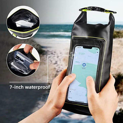 Orange 2L Waterproof Phone Pouch - Multi-Functional PVC Dry Bag for Swimming and Water Activities.