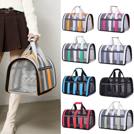 Size S Light Green And White Foldable Pet Carrier Bag - Lightweight, Breathable, and Spacious for All Seasons.