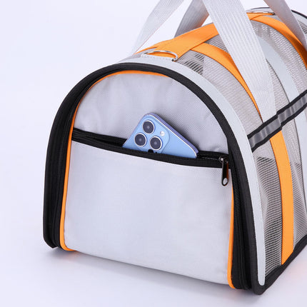 Size S Light Green And White Foldable Pet Carrier Bag - Lightweight, Breathable, and Spacious for All Seasons.