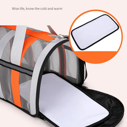 Size S Light Green And White Foldable Pet Carrier Bag - Lightweight, Breathable, and Spacious for All Seasons.