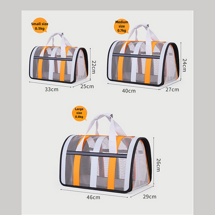 Size S Light Green And White Foldable Pet Carrier Bag - Lightweight, Breathable, and Spacious for All Seasons.