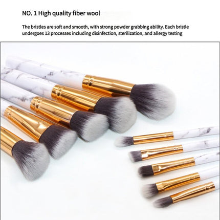 Barrel Pink Marble Makeup Brush Collection - 10 brushes for face, eyes and lips.