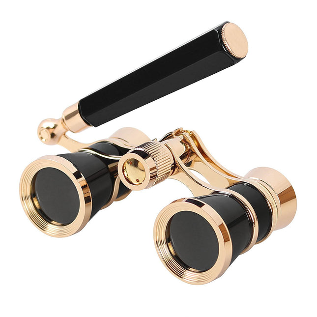 Black Elegant Theatre Binoculars - Portable & Stylish Handheld Opera Glasses (Focal length: 100mm).