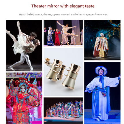 Champagne Gold Elegant Theatre Binoculars - Portable & Stylish Handheld Opera Glasses (Focal length: 200mm).