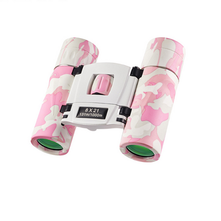 Pinkish White Mini Pocket Binoculars - 8x21 High Power Colorful Binoculars for Kids.