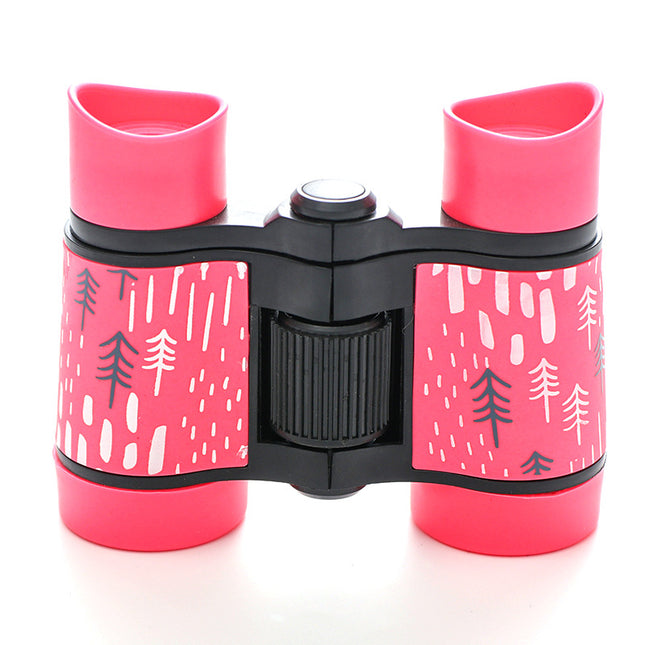 2 PCS Pink Kids Binoculars - Rubber Grip, Tree Pattern.