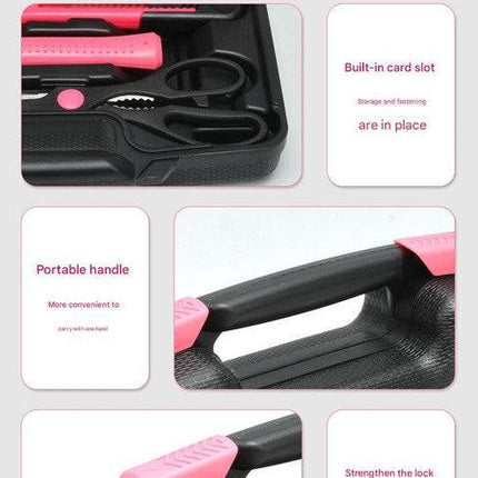 39-Piece Home Tool Kit - Pink Carbon Steel Hardware Set.