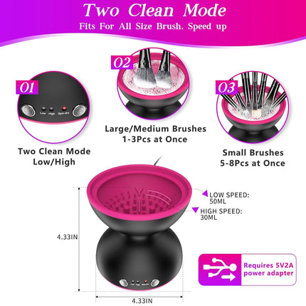 Black Electric Makeup Brush Cleaner - Fast & Deep Cleaning, USB Powered.