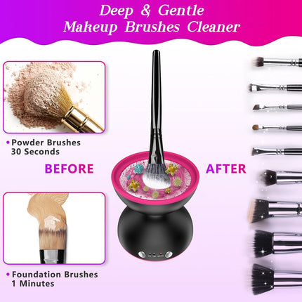 Black Electric Makeup Brush Cleaner - Fast & Deep Cleaning, USB Powered.