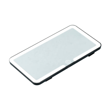 Black Single button Car Sun Visor Makeup Mirror with LED Light - Tri-Color, Touch Control.
