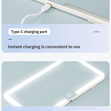 White double button Car Sun Visor Makeup Mirror with LED Light - Tri-Color, Touch Control.