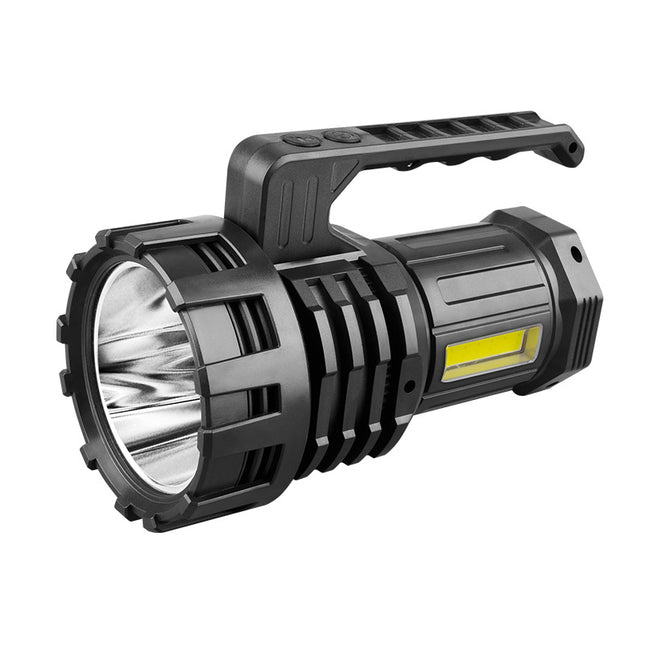 Black LED Searchlight - Rechargeable Handheld Spotlight, 500m Range, Long Lasting.