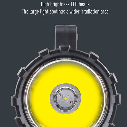 Black LED Searchlight - Rechargeable Handheld Spotlight, 500m Range, Long Lasting.